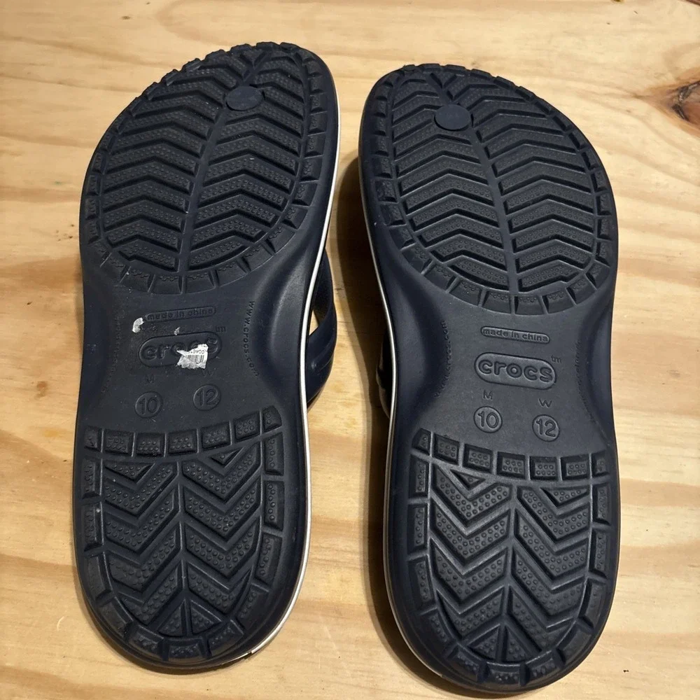 Crocs Flip Flops Navy Blue/White Men's 10 Womens 12 New Without Tags